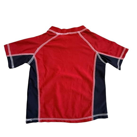 U.S. Polo Assn Rash Guard Swim Shirt Red Navy SPF Protection Size 2T - Picture 3 of 4